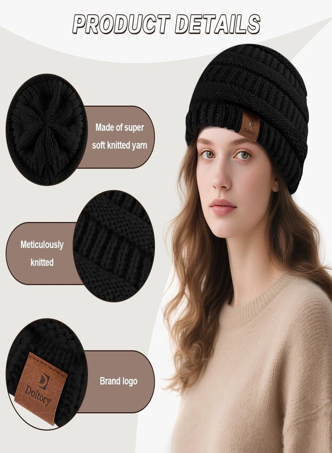 Doitory Beanies Hat for Women & Men,Warm Soft Knitted Beanie Unisex Cuffed Hat for Winter Fleece Lined Hats Snow Cap - Image 4